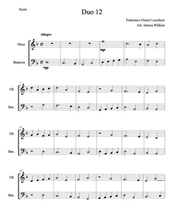 Lucchece Duo No.12 - oboe & bassoon duet (Digital Download)