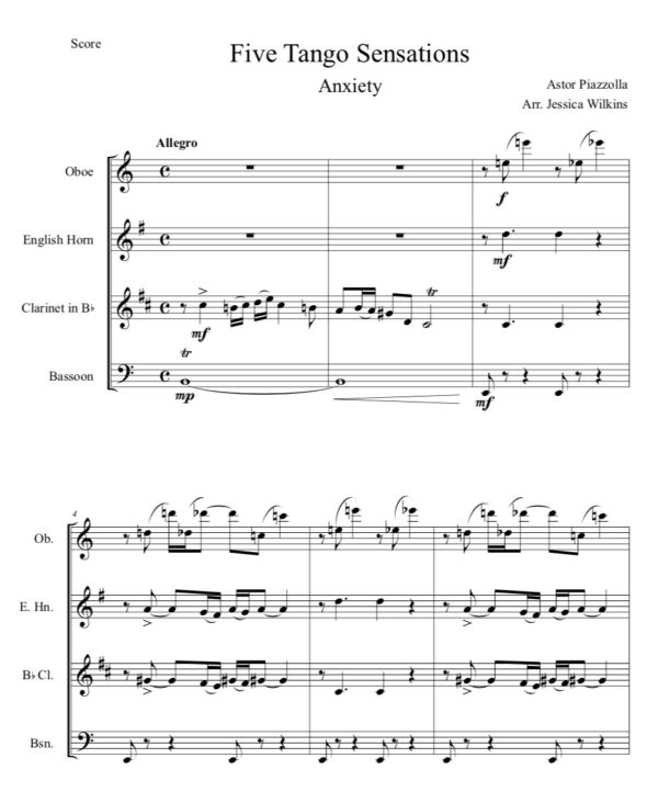 Piazzolla Anxiety - Woodwind Quartet