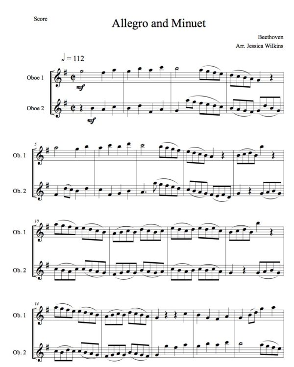 Beethoven Allegro & Minuet - Oboe Duet (Digital Download)