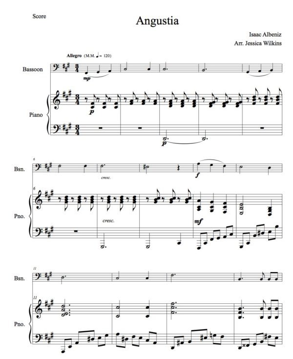 Albéniz Angustia - Bassoon & Piano (Digital Download)