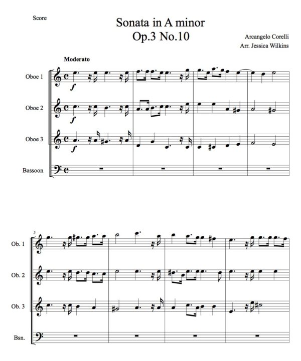 Corelli Sonata da Chiesa - Oboe & Bassoon Quartet (Digital Download)