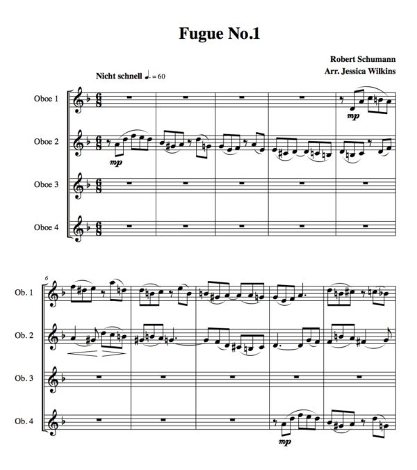 Schumann Fugue No.1 - Oboe Quartet (Digital Download)