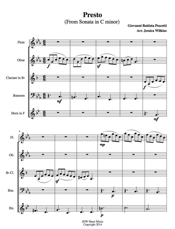Pescetti Presto - Woodwind Quintet (Digital Download)