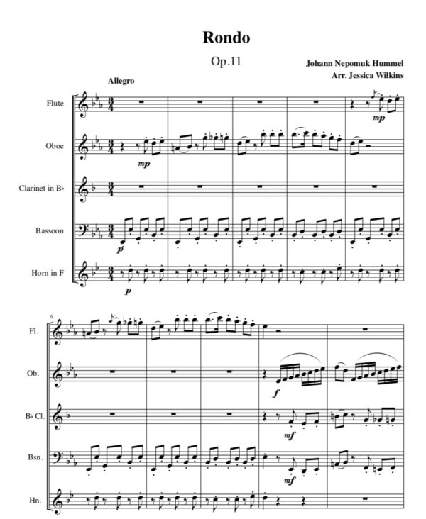 Hummel Rondo Op.11 - Woodwind Quintet (Digital Download)