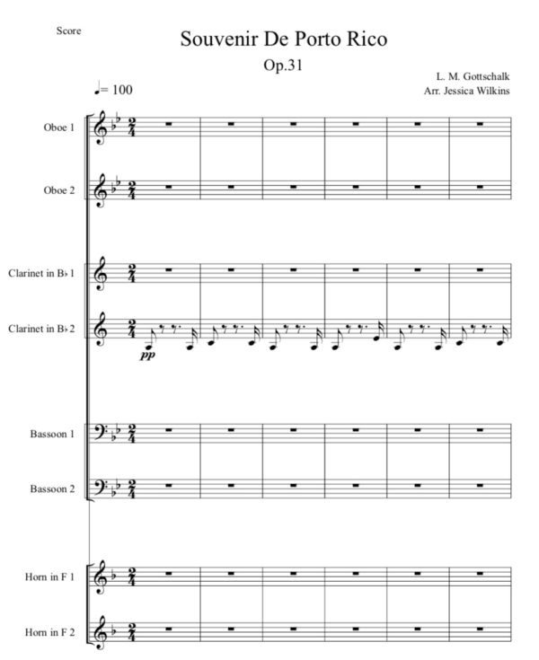 Gottschalk Souvenir De Porto Rico - Woodwind Octet