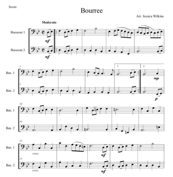 Bourree - Bassoon Duet (Digital Download)
