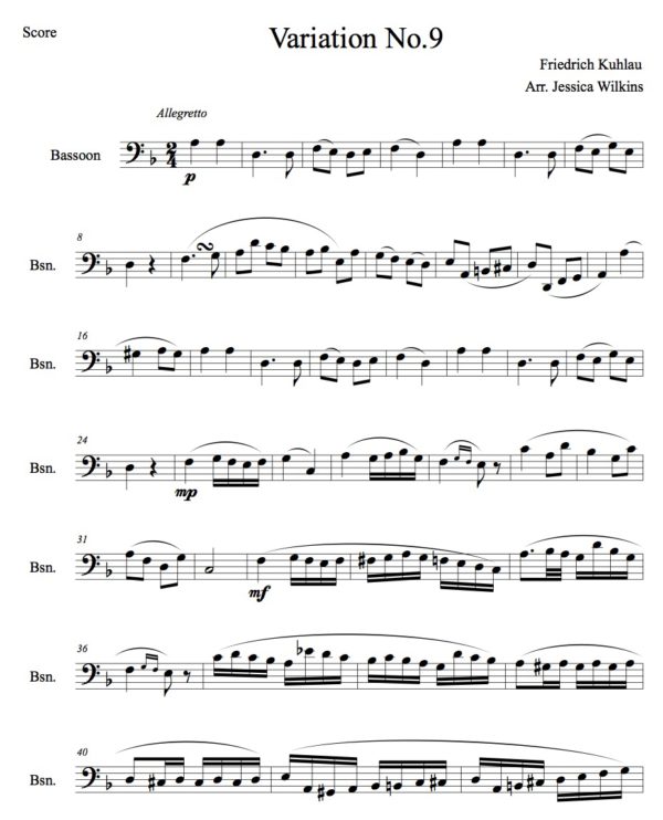 Kuhlau Variation No.9 - Solo Bassoon (Digital Download)