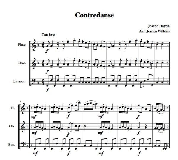 Haydn Contredanse - Flute,Oboe,Bassoon Trio (Digital Download)