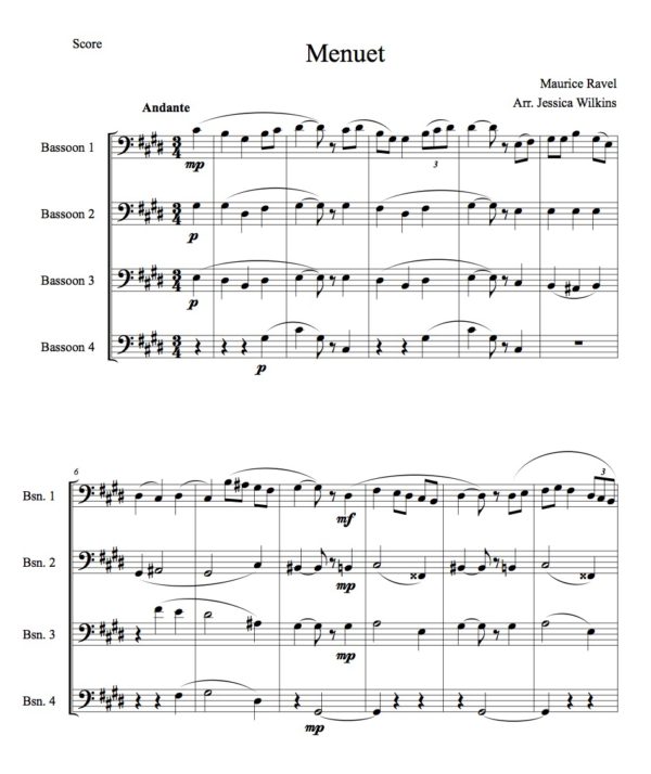 Ravel Menuet - Bassoon Quartet (Digital Download)