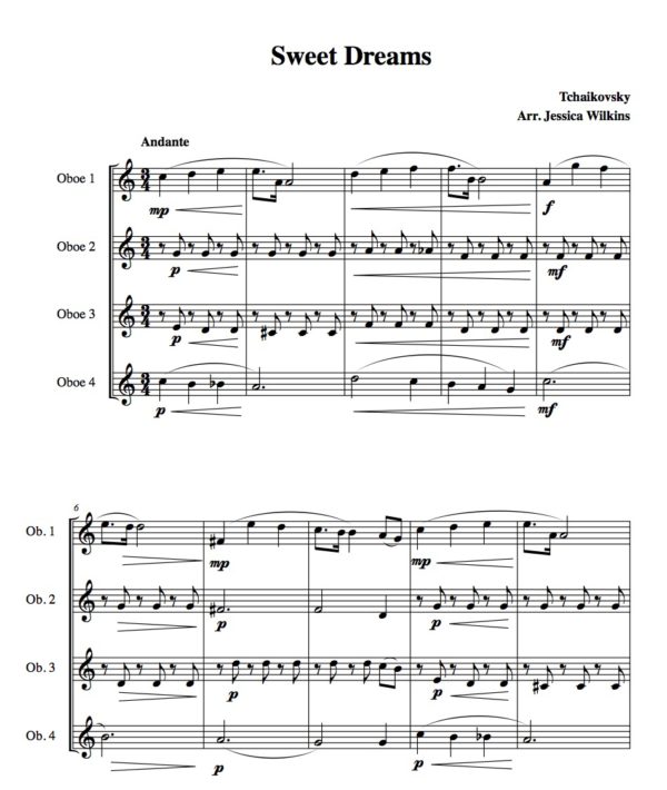 Tchaikovsky Sweet Dreams - Oboe Quartet (Digitial Download)