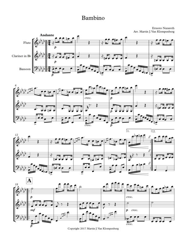 Nazareth Bambino - Flute,Clarinet & Bassoon Trio (Digital Download)