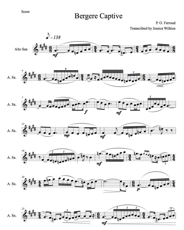 Ferroud Bergere Captive - Alto Saxophone solo (Digital Download)
