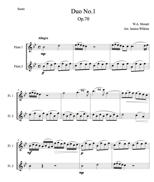 Mozart Flute Duet No.1 Op.70 (Digital Download)