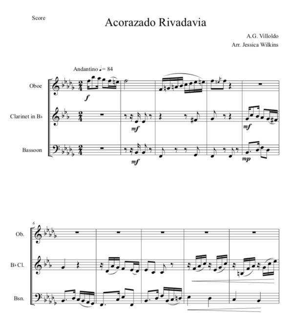 Villoldo Acorazado Rivadavia - Reed Trio (Digital Download)