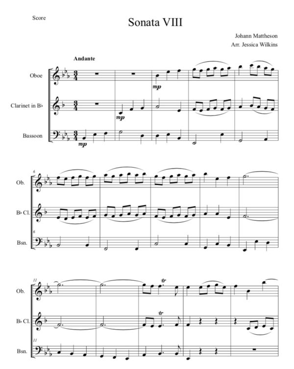 Mattheson Sonata VIII - Reed Trio (Digital Download)