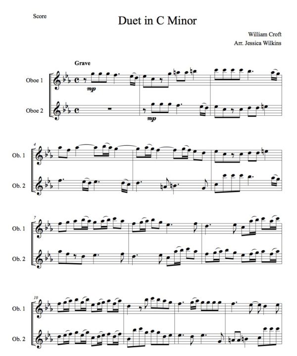 Croft Oboe Duet In C Minor (Digital Download)