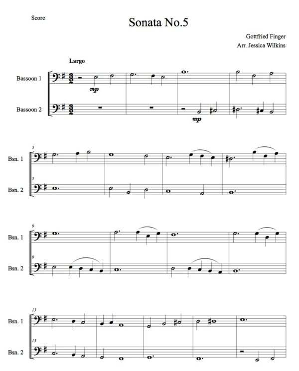 Finger Sonata No.5 - Bassoon duet (Digital Download)