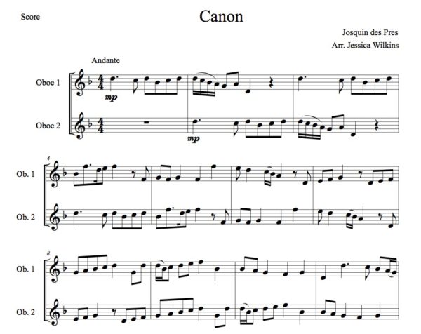 Josquin Canon - Oboe duet (Digital Download)