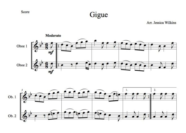 Gigue - oboe duet (Digital Download)