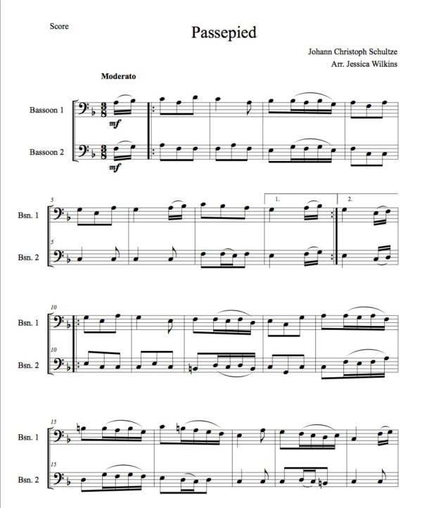 Schultze Passepied - Bassoon duet (Digital Download)