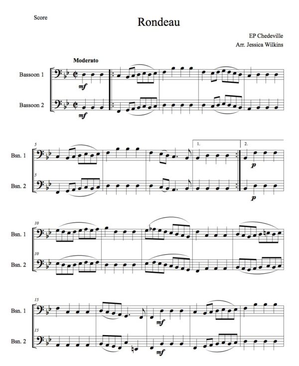 Chédeville Rondeau - Bassoon duet (Digital Download)