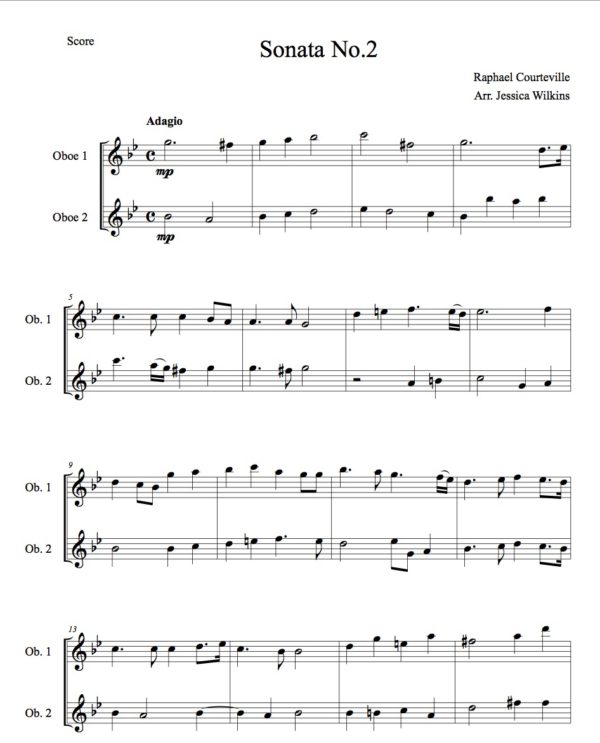 Courteville Sonata no.2 - oboe duet (Digital Download)