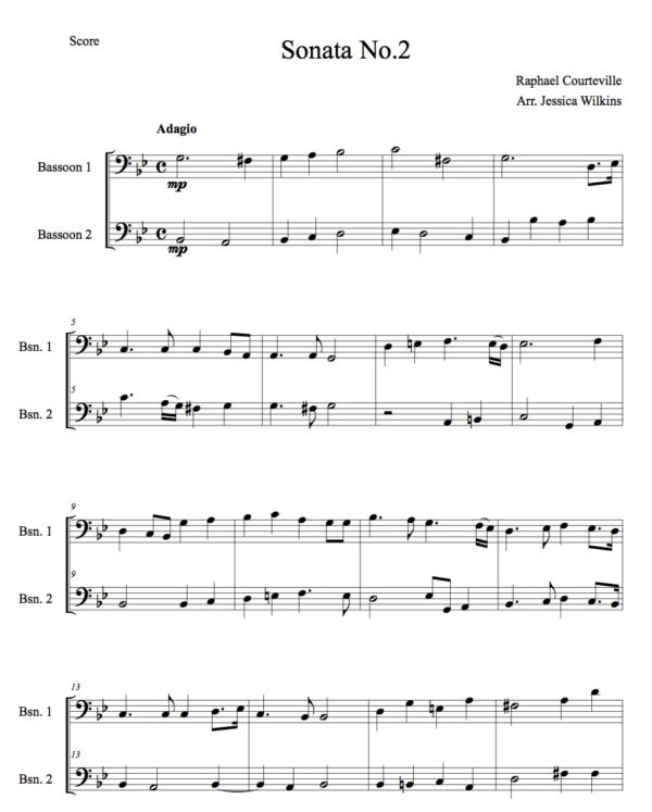 Courteville Sonata no.2 - Bassoon duet (Digital Download)