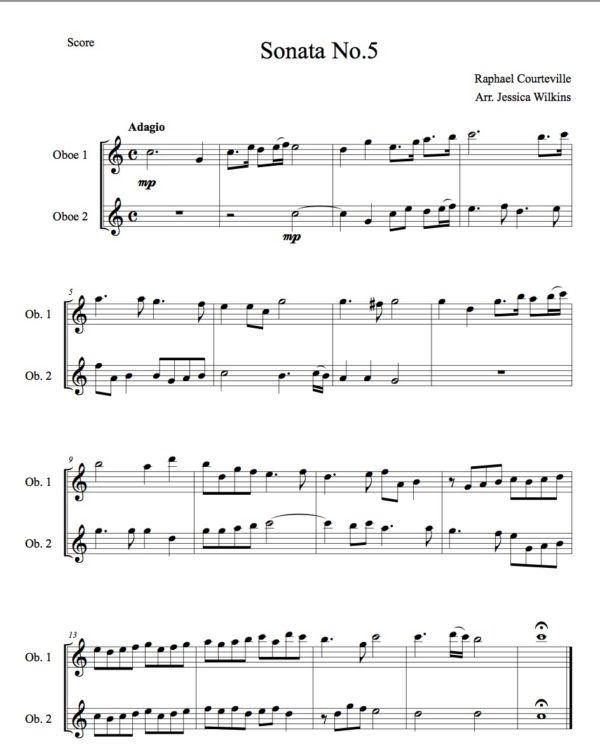 Courteville sonata no.5 - oboe duet (Digital Download)