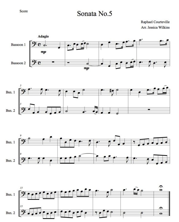 Courteville Sonata no.5 - bassoon duet (Digital Download)