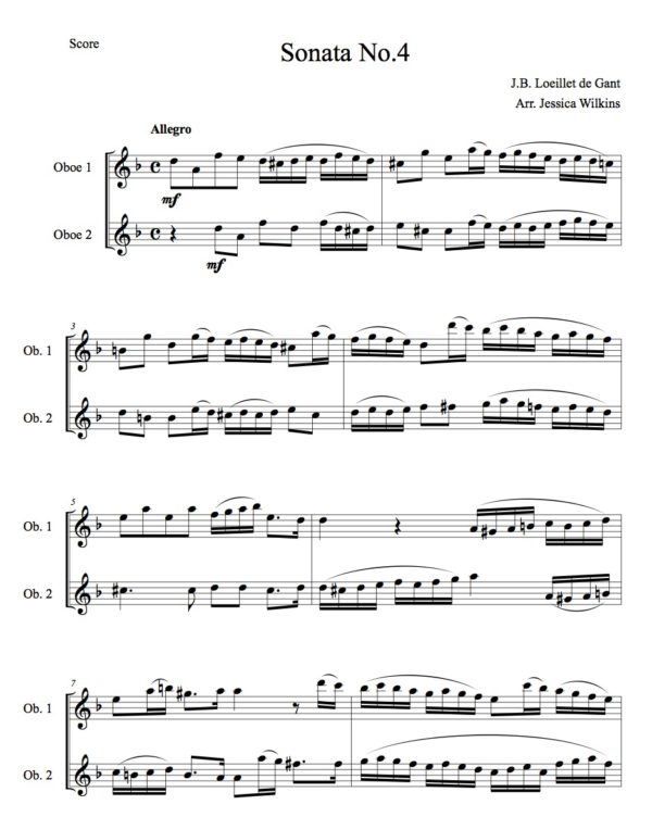 Loeillet Sonata no.4 - oboe duet