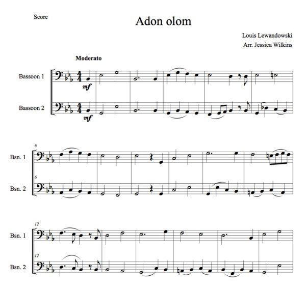 Adon olom - Bassoon Duet (Digital Download)
