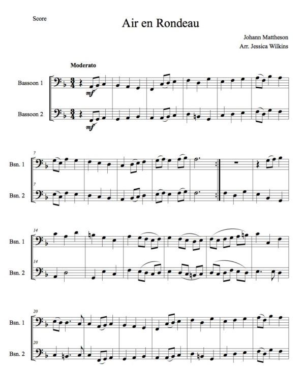 Mattheson Air & Rondeau - Bassoon duet (Digital Download)