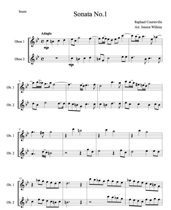 Courteville Sonata No.1 - oboe duet (Digital Download)