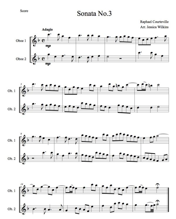Courteville sonata no.3 - Oboe Duet (Digital Download)