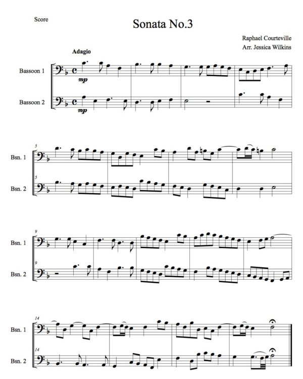 Courteville Sonata no.3 - Bassoon duet (Digital Download)