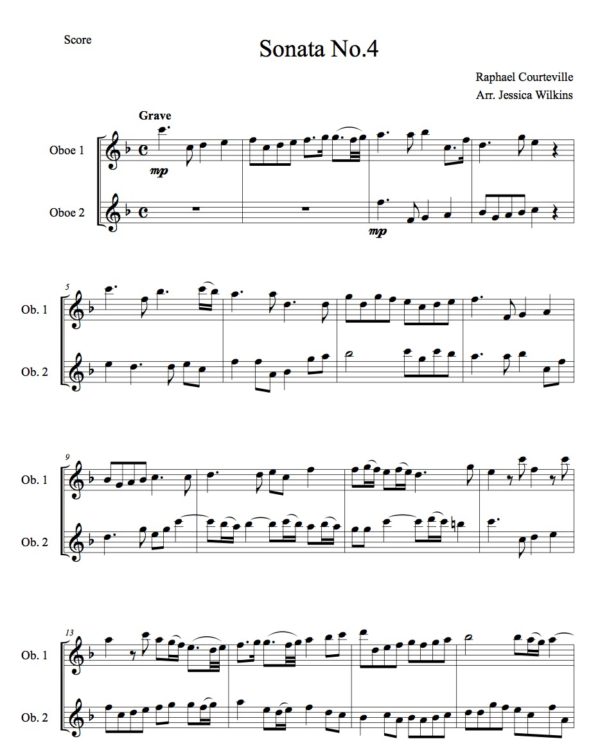 Courteville sonata no.4 - oboe duet (Digital Download)