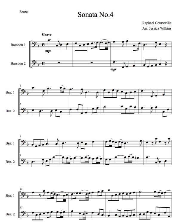 Courteville sonata no.4 - bassoon duet (Digital Download)