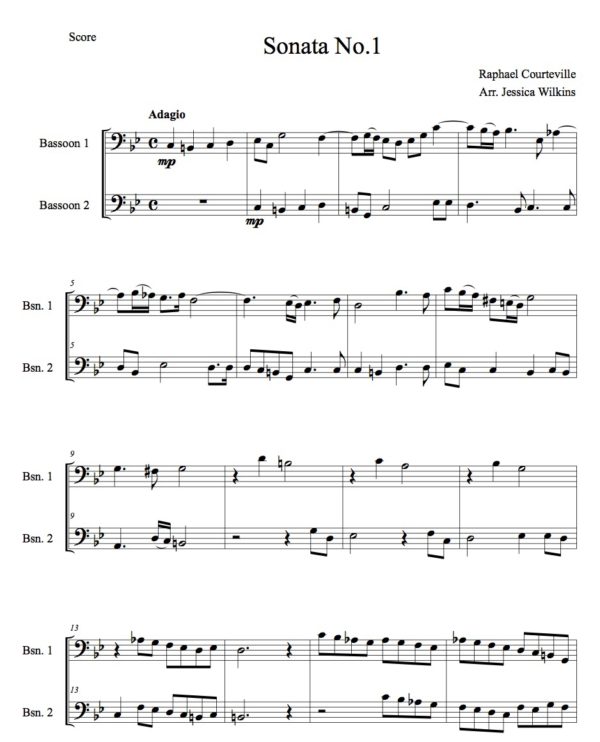 Courteville Sonata no.1 - Bassoon duet (Digital Download)