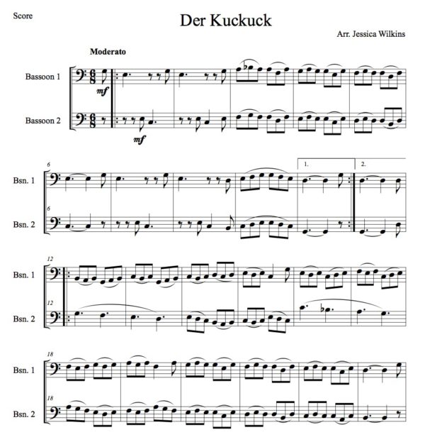 Der Kuckuck - Bassoon duet (Digital Download)