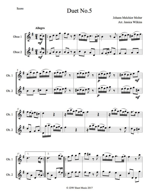 Molter Duo no.5 - oboe duet (Digital Download)