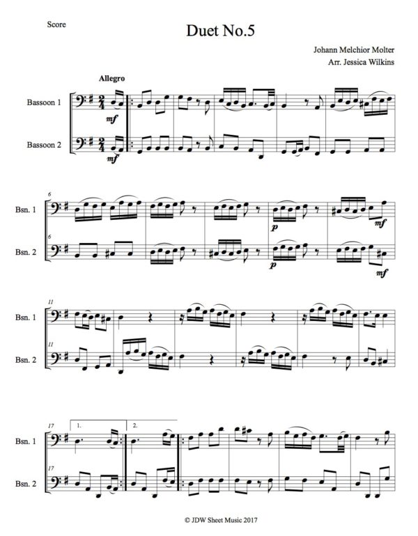 Molter Duo no.5 - Bassoon duet (Digital Download)
