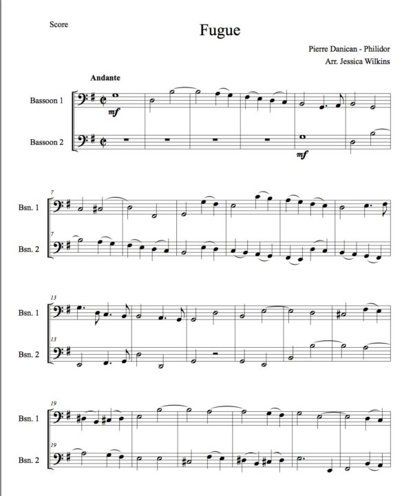 Philidor Fugue - Bassoon duet (Digital Download)