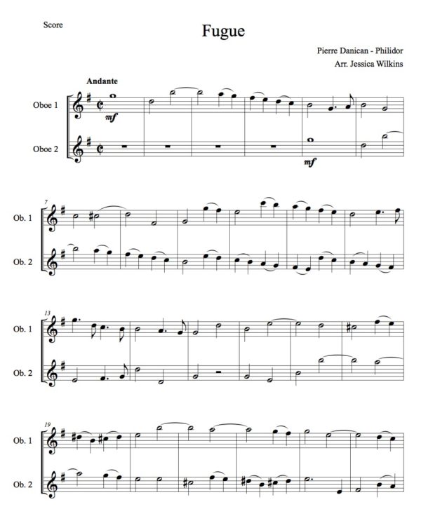 Philidor Fugue - oboe duet (Digital Download)