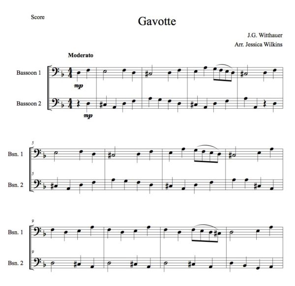 Gavotte - Bassoon Duet (Digital Download)