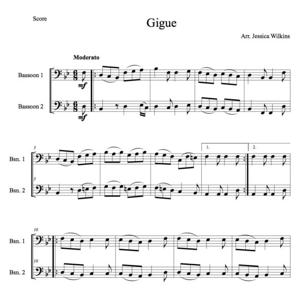 Gigue - Bassoon duet (Digital Download)