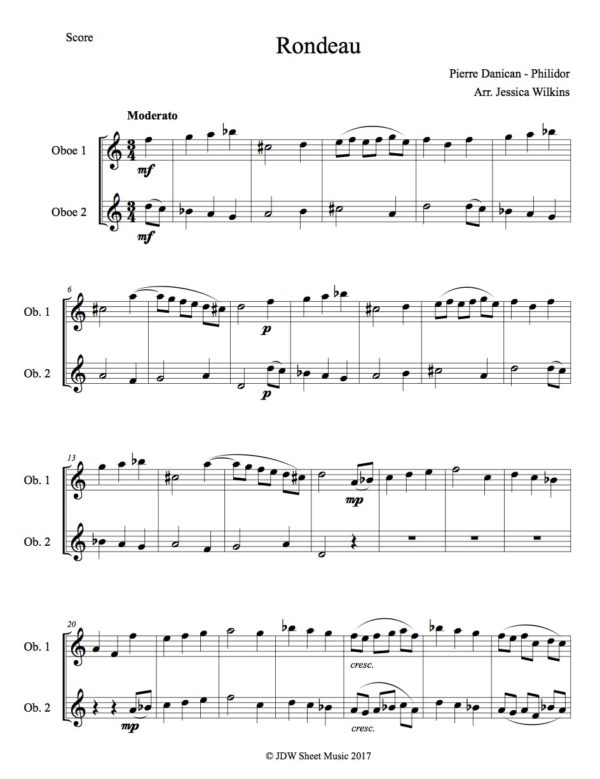 Philidor Rondeau - Oboe Duet (Digital Download)