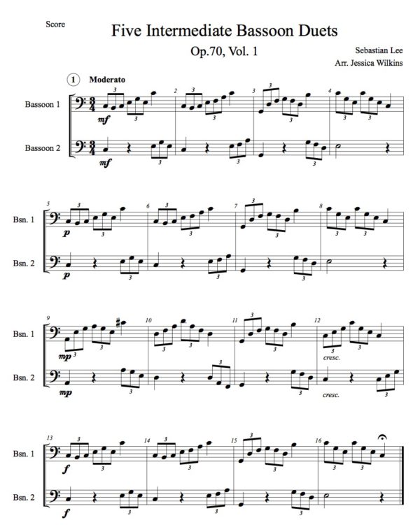 5 Intermediate bassoon duets vol.1 (Digital Download)