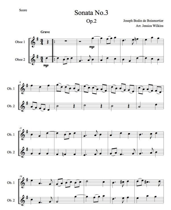 Boismortier sonata no.3 op.2 - oboe duet