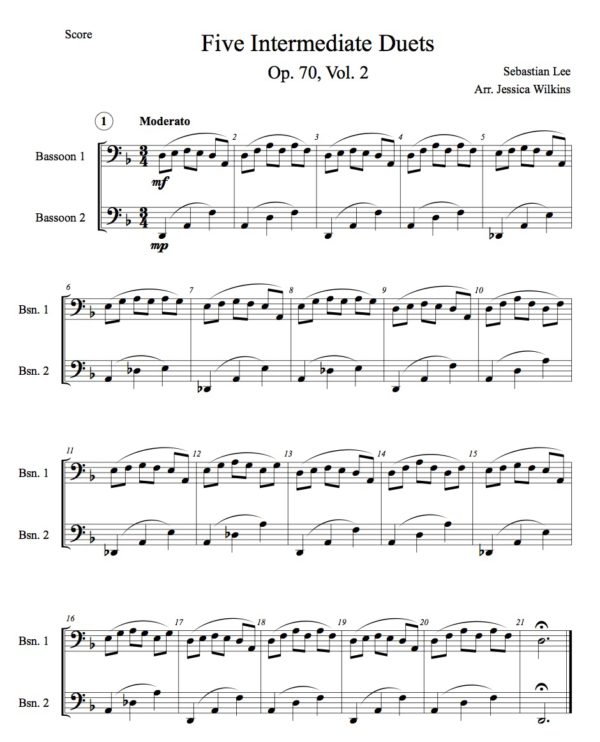 5 Intermediate bassoon duets vol.2 (Digital Download)
