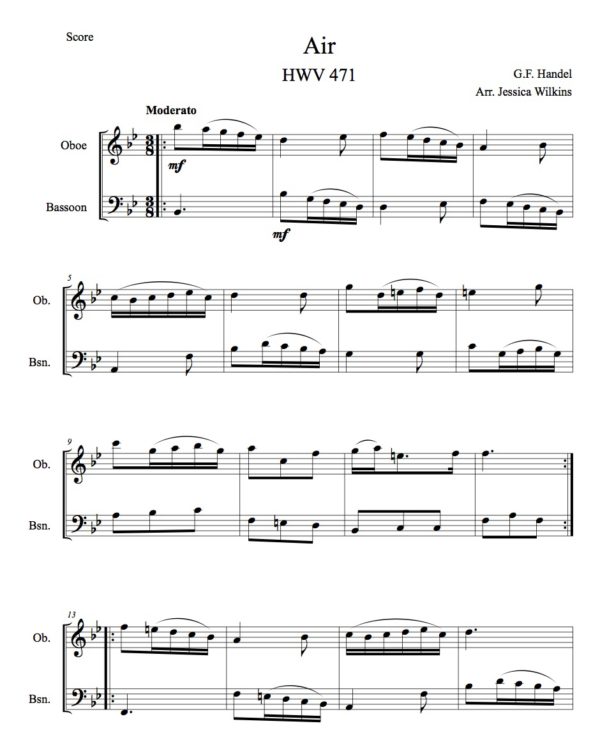 Handel Air HWV 471 - Oboe & Bassoon Duet (Digital Download)
